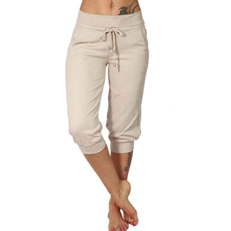 Pantaloni sportivi cropped in felpa con coulisse in vita, per il tempo libero
