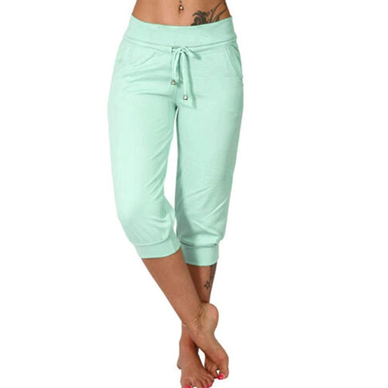 Pantaloni sportivi cropped in felpa con coulisse in vita, per il tempo libero
