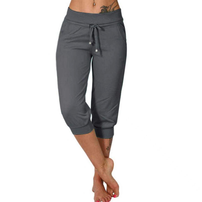 Pantaloni sportivi cropped in felpa con coulisse in vita, per il tempo libero