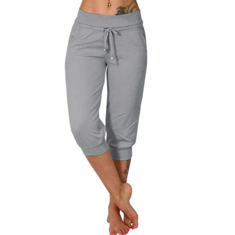 Pantaloni sportivi cropped in felpa con coulisse in vita, per il tempo libero