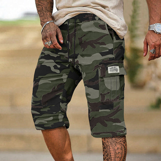 Pantaloncini Cargo Mimetici da Uomo con Tasche Multiple