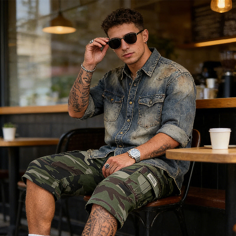 Men's Camouflage Cargo Shorts with Multiple Pocket