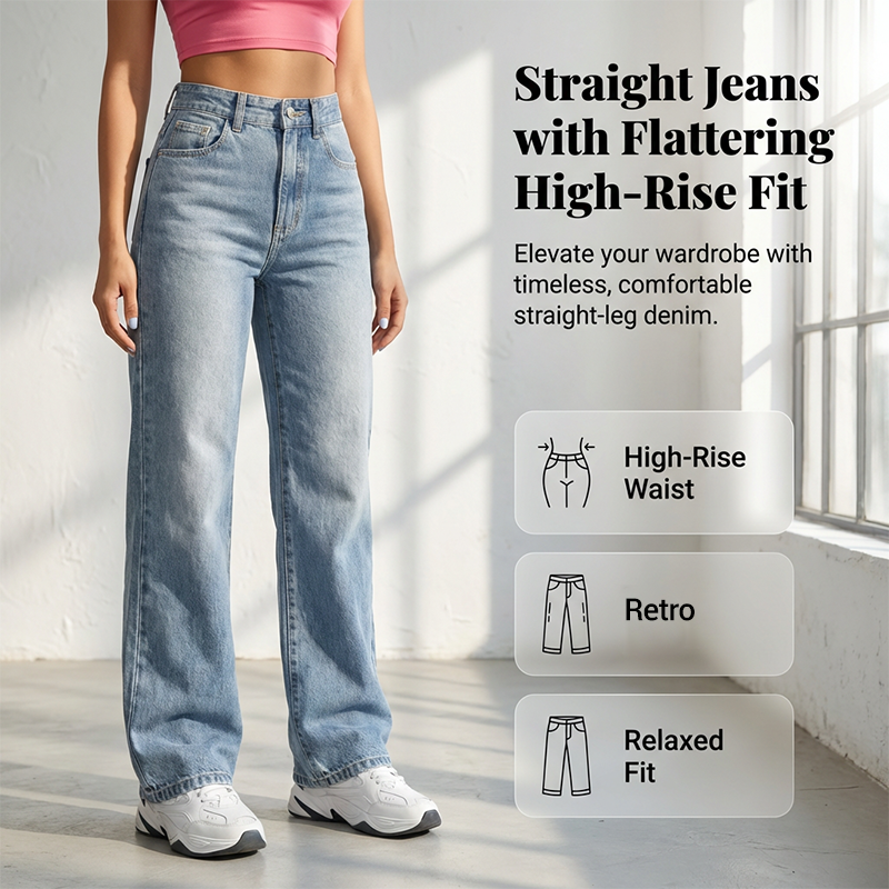 ✨ 50% OFF NOW! 👖Women's High-Waisted Straight Leg Jeans – Elongate & Perfect Fit! 🤎