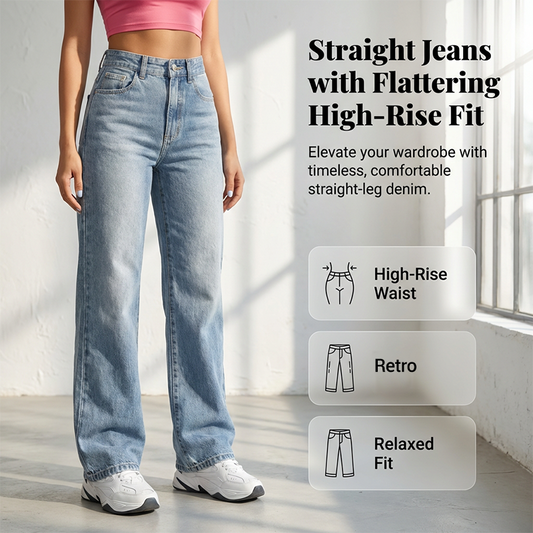 ✨ 50% OFF NOW! 👖Women's High-Waisted Straight Leg Jeans – Elongate & Perfect Fit! 🤎