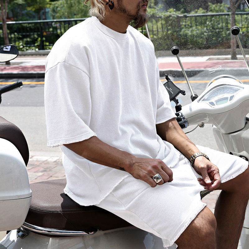 Men's Casual Solid Color Two-Piece Shorts Set