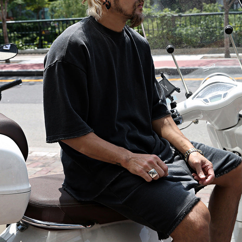 Men's Casual Solid Color Two-Piece Shorts Set
