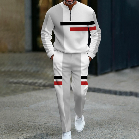 Completo sportivo da uomo con mezza zip a blocchi di colore