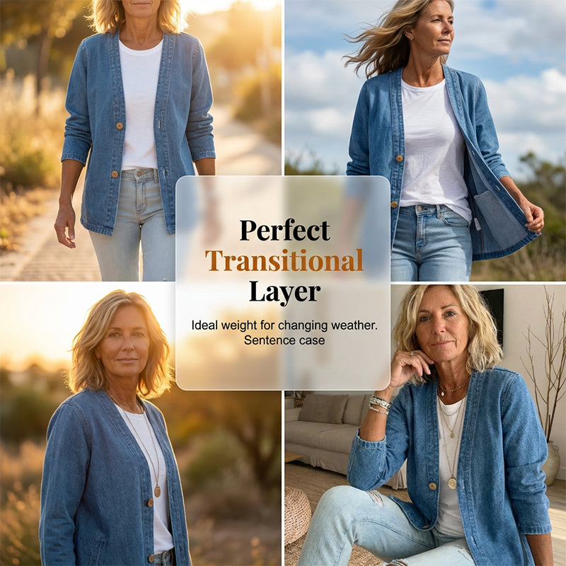 ⏳Offerta a tempo limitato⏰Giacca di jeans classica da donna con bottoni frontali