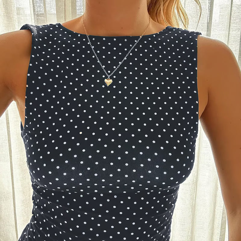 Vestito estivo senza maniche a pois
