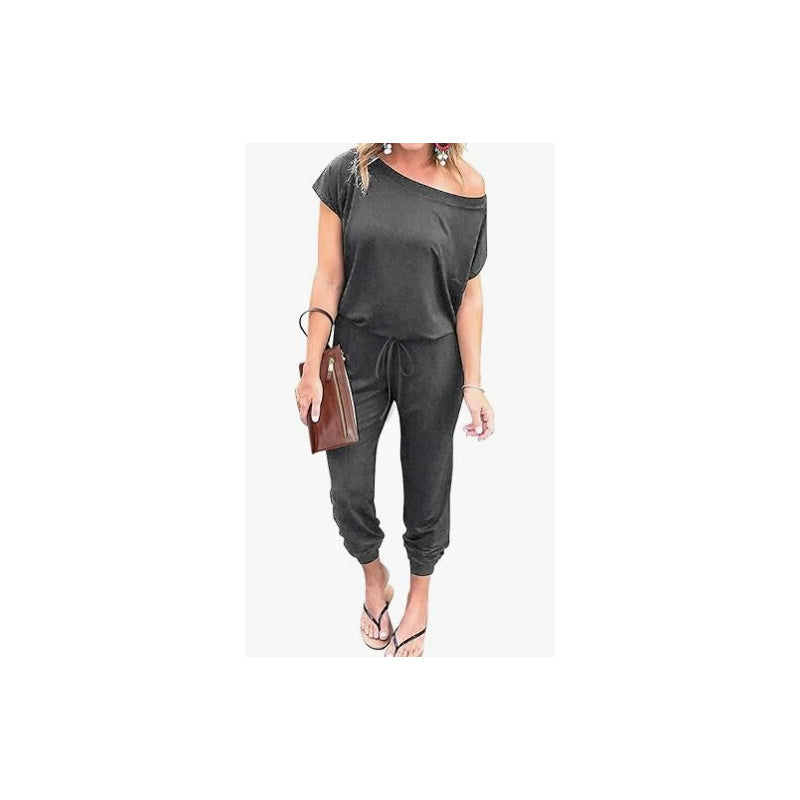 📢📢40% OFF !! ⏰Women's Casual Off Shoulder Short Sleeve Jumpsuit