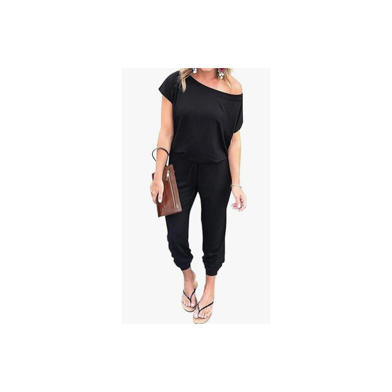 📢📢40% OFF !! ⏰Women's Casual Off Shoulder Short Sleeve Jumpsuit