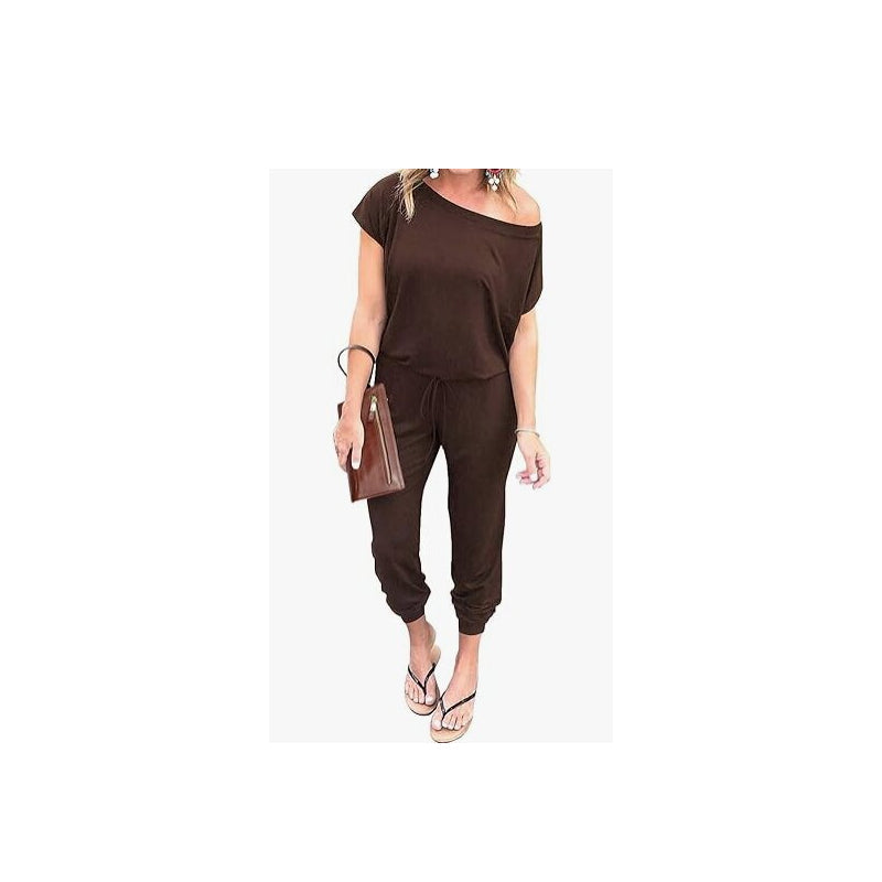 📢📢40% OFF !! ⏰Women's Casual Off Shoulder Short Sleeve Jumpsuit