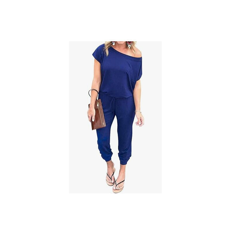 📢📢40% OFF !! ⏰Women's Casual Off Shoulder Short Sleeve Jumpsuit