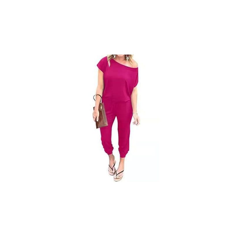 📢📢40% OFF !! ⏰Women's Casual Off Shoulder Short Sleeve Jumpsuit