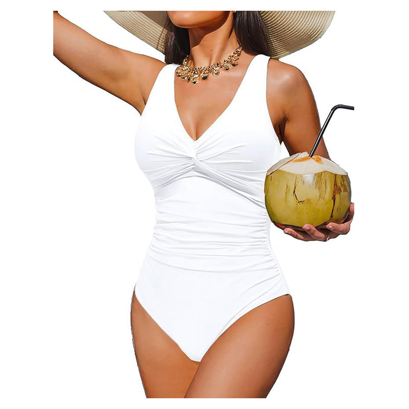 🥳2026 HOT SALE🥳💞50K+ SOLD!👵🏖️ 49% OFF! Women's One-Piece Swimsuit – Tummy control ruching, elegant twist-front. Wide straps stay put, no digging. Quick-dry fabric. Perfect for pool or beach. 🌊💕