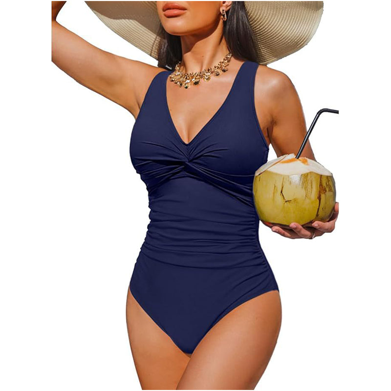 🥳2026 HOT SALE🥳💞50K+ SOLD!👵🏖️ 49% OFF! Women's One-Piece Swimsuit – Tummy control ruching, elegant twist-front. Wide straps stay put, no digging. Quick-dry fabric. Perfect for pool or beach. 🌊💕