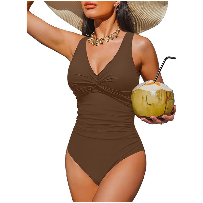 🥳2026 HOT SALE🥳💞50K+ SOLD!👵🏖️ 49% OFF! Women's One-Piece Swimsuit – Tummy control ruching, elegant twist-front. Wide straps stay put, no digging. Quick-dry fabric. Perfect for pool or beach. 🌊💕