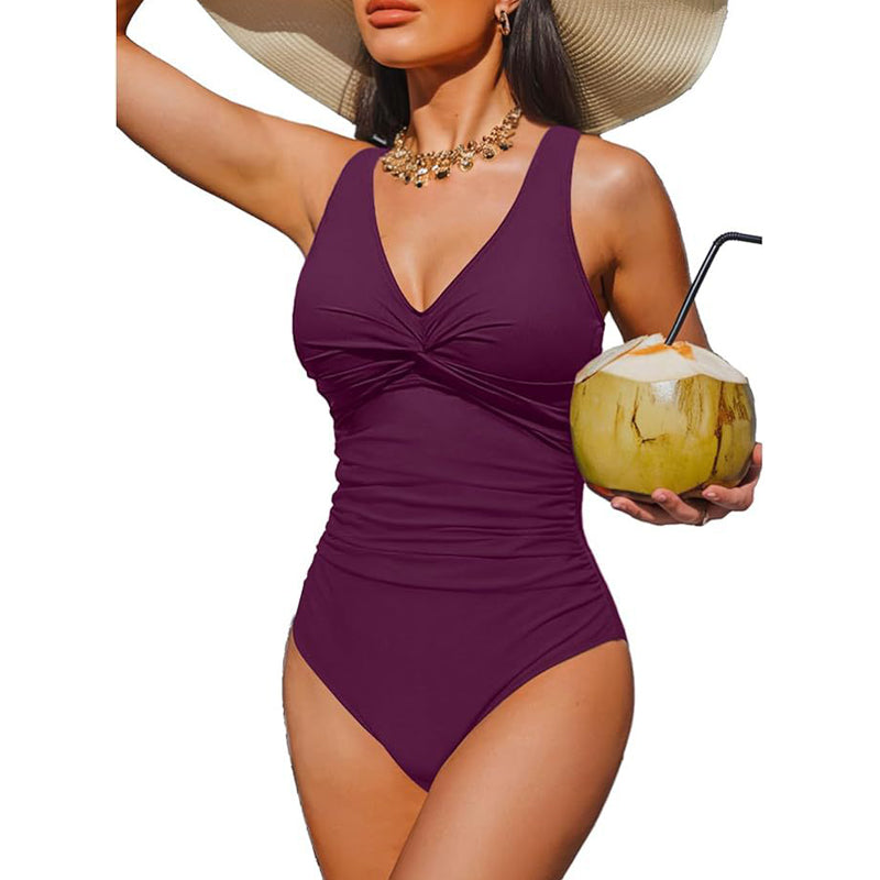 🥳2026 HOT SALE🥳💞50K+ SOLD!👵🏖️ 49% OFF! Women's One-Piece Swimsuit – Tummy control ruching, elegant twist-front. Wide straps stay put, no digging. Quick-dry fabric. Perfect for pool or beach. 🌊💕