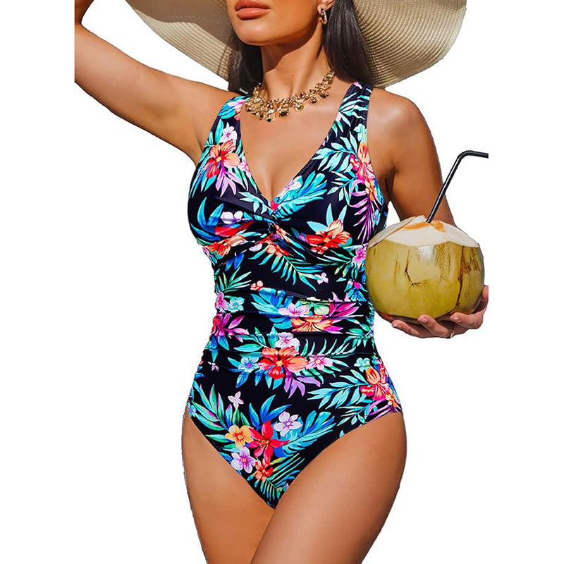 🥳2026 HOT SALE🥳💞50K+ SOLD!👵🏖️ 49% OFF! Women's One-Piece Swimsuit – Tummy control ruching, elegant twist-front. Wide straps stay put, no digging. Quick-dry fabric. Perfect for pool or beach. 🌊💕