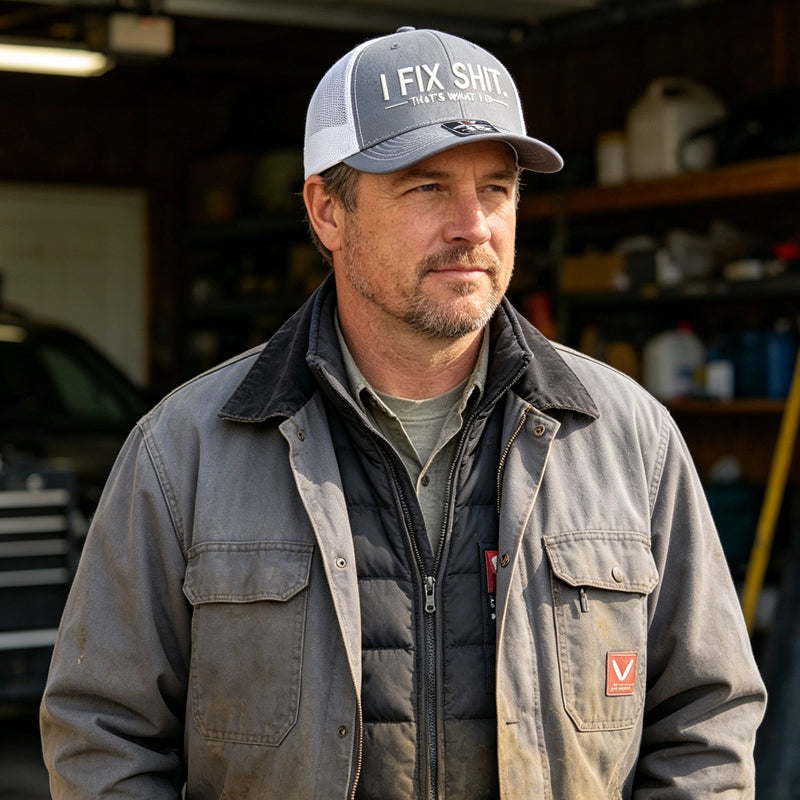 🧢Nuovo arrivo 2026😎Cappellino trucker in rete con ricamo "I Fix Shit" – Cappello da sole traspirante per esterni🧢☀️