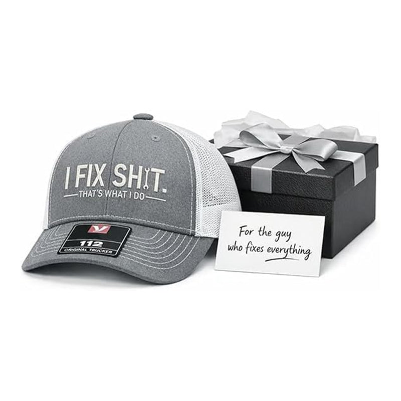 🧢Nuovo arrivo 2026😎Cappellino trucker in rete con ricamo "I Fix Shit" – Cappello da sole traspirante per esterni🧢☀️