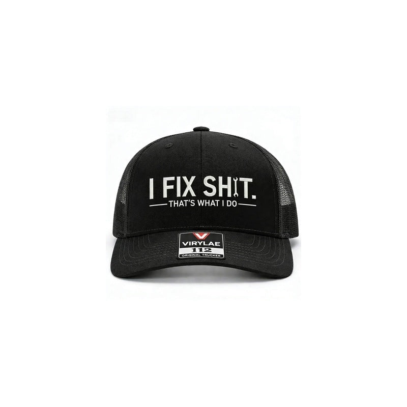 🧢Nuovo arrivo 2026😎Cappellino trucker in rete con ricamo "I Fix Shit" – Cappello da sole traspirante per esterni🧢☀️