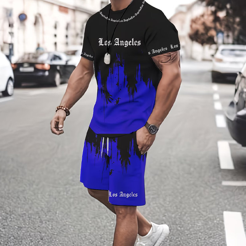 👕 LIMITED-TIME 50% OFF! 🩳 Men's Graphic Print T-Shirt & Shorts Set – Coordinated, Soft, Adjustable Waist 🌴
