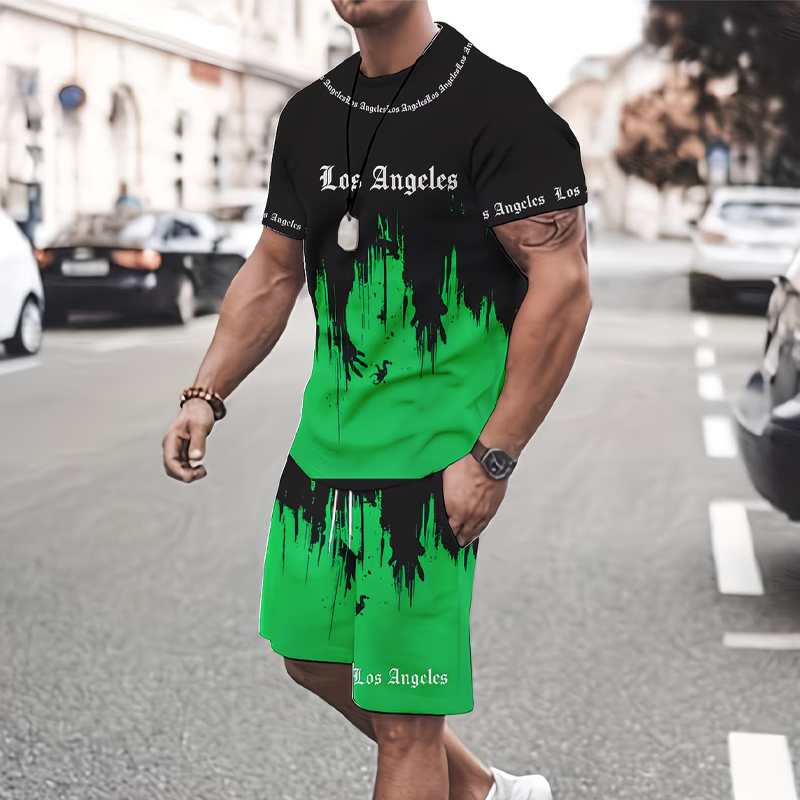 👕 LIMITED-TIME 50% OFF! 🩳 Men's Graphic Print T-Shirt & Shorts Set – Coordinated, Soft, Adjustable Waist 🌴