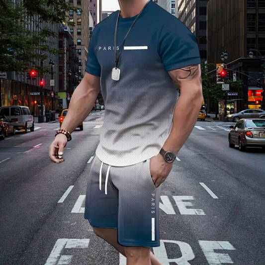 Completo T-shirt e pantaloncini da uomo sfumati